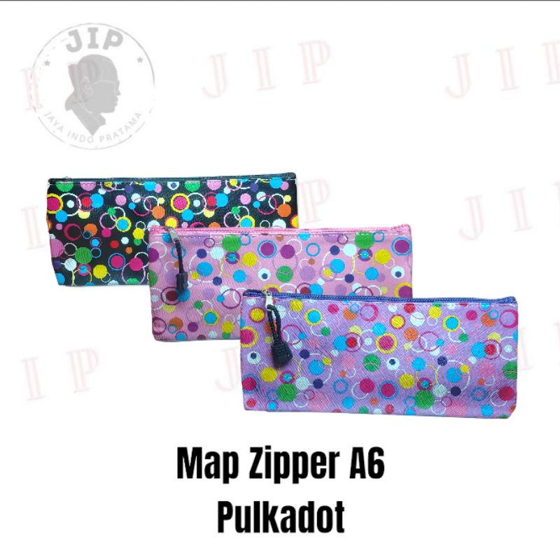 

Pocket File Map Zipper Tempat Alat Tulis Pensil B6 Pulkadot