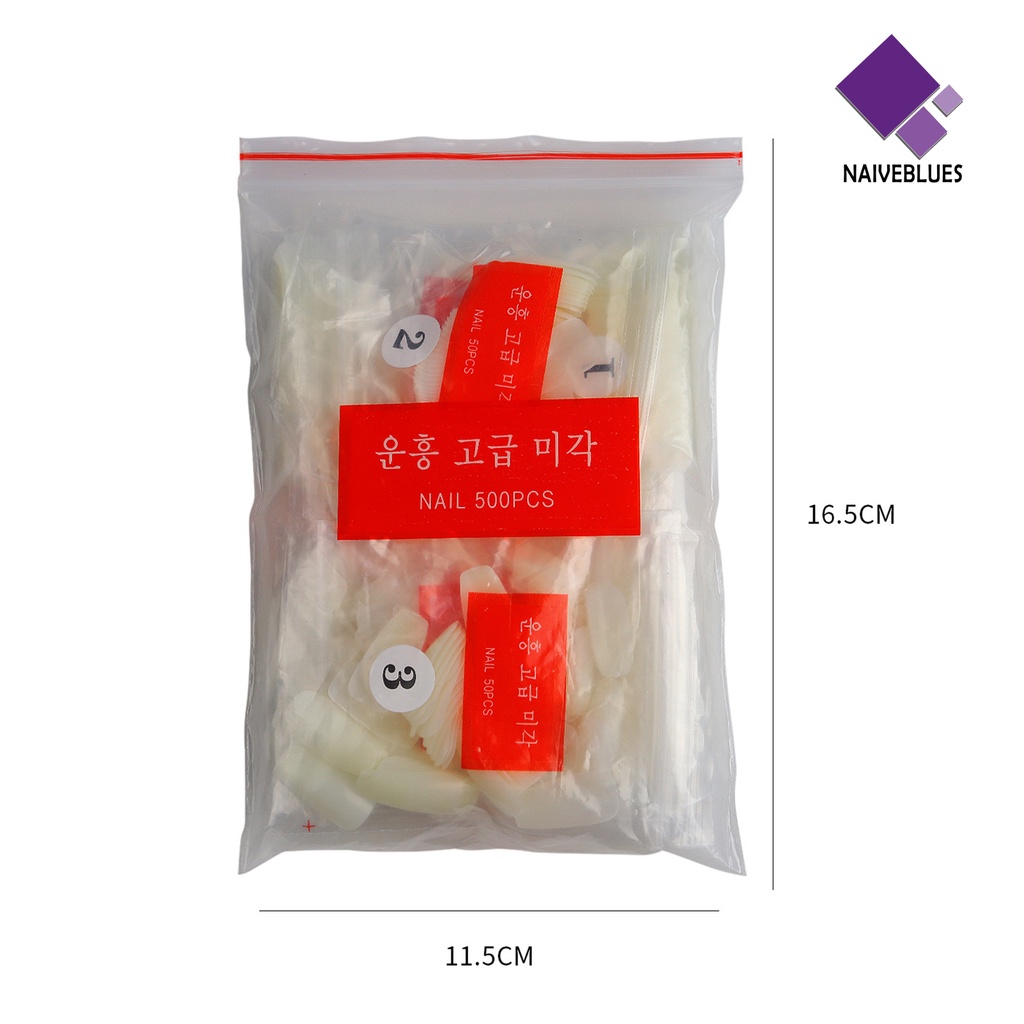 500pcs Kuku Palsu Bahan Plastik Warna Natural Untuk Wanita