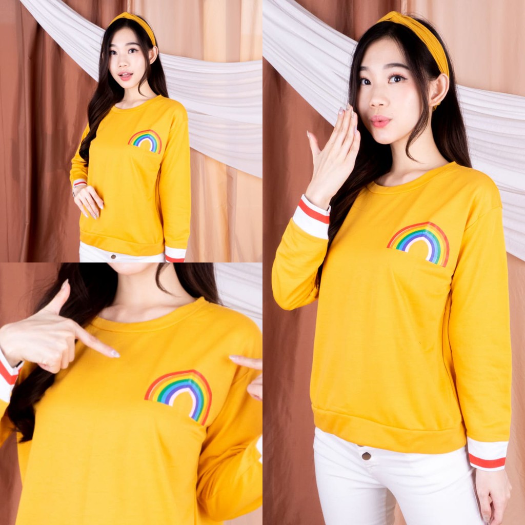 VS - RAINBOW Sweater Korea | SWEATER WANITA PELANGI KEKINIAN KOREAN STYLE FIT TO L