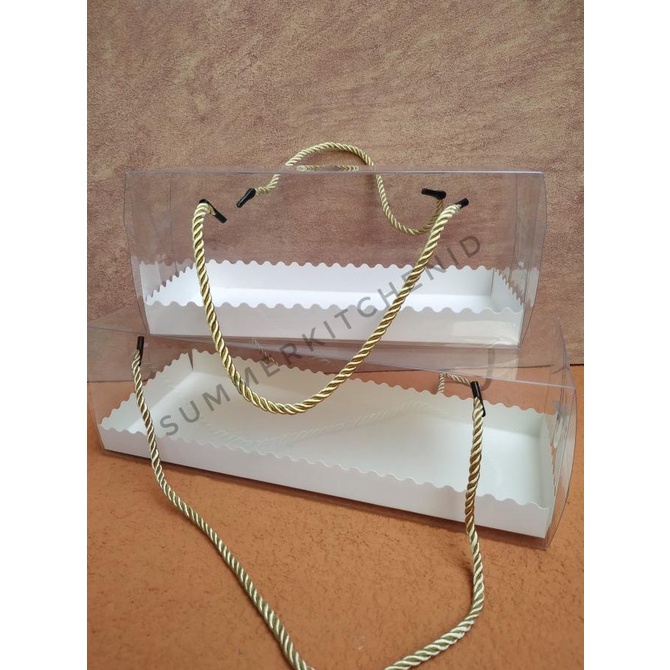 

[COD] Box Mika Tali 23x10x10cm / Clear box / Box Bolu Gulung Hampers Natal [COD]