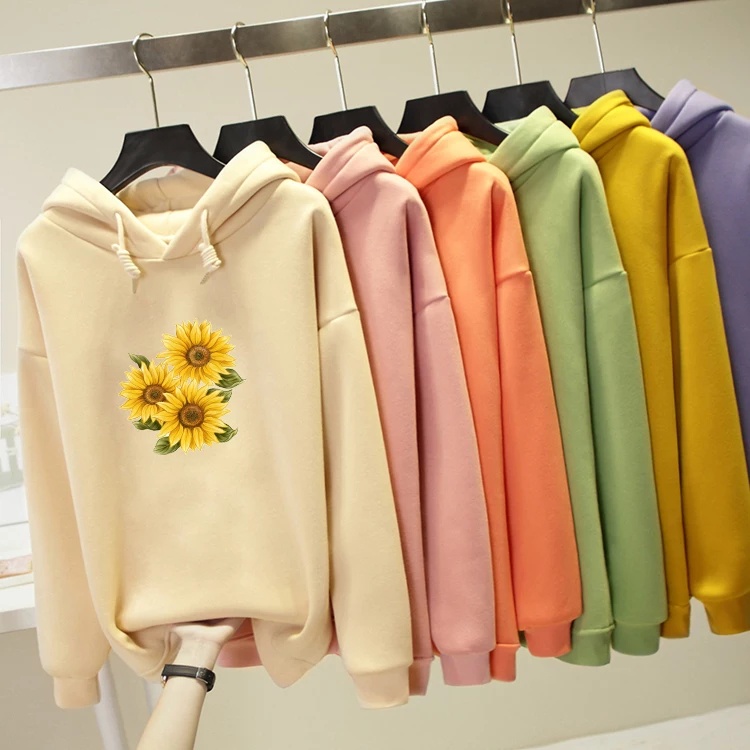 Lilipop.id Sweater Wanita Bunga Sunflower Hoodie Jumper Outwear