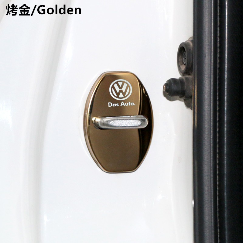 4Pcs cover Pelindung Kunci Pintu Mobil Logo Volkswagen Bahan Stainless Steel