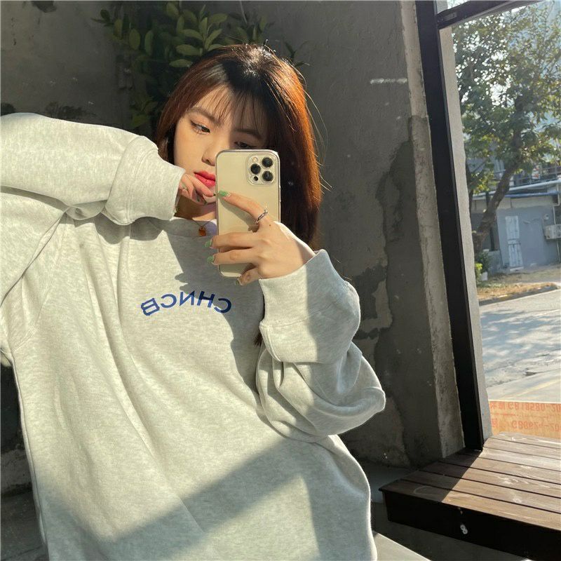 (S - 6XL) Sweater Korean Harajuku Style CHNCB Oversize Crewneck BIG SIZE S M L XL XXL XXXL XXXXL 4XL 5XL 6XL Oblong Sweatshirt Unisex Jumbo Cream Beige Peach Abu abu