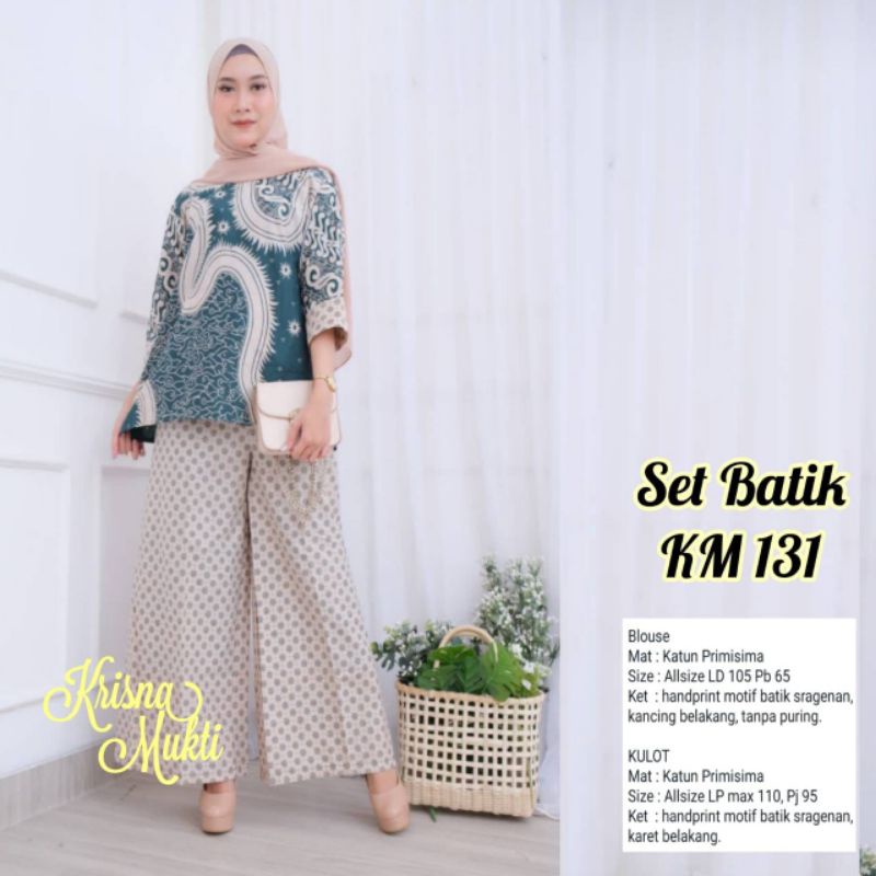 SETELAN BATIK || KRISNA MUKTI || bahan katun primisima batik sragenan || ukuran all size fit to M-XL
