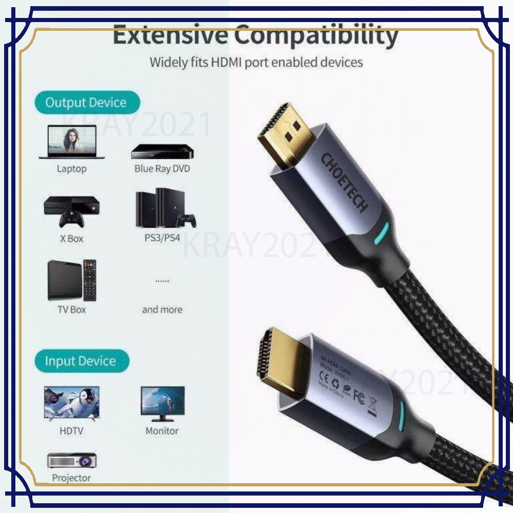 Kabel HDMI ke HDMI 2.1 Gold Plated 8K 60Hz 2 Meter - XHH01