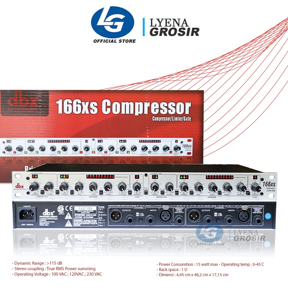 Jual Compressor Limiter DBX 166 XS Compresor Audio Grade A Kompresor
