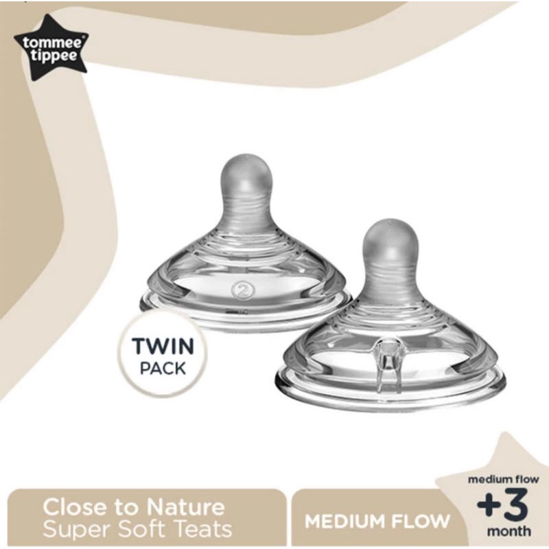 ORIGINAL Tommee Tippee Nipple 3m+ Fast flow 3m  dot tommee tippee 6m+ Fast Flow isi 2 Dot Silicone Nipple