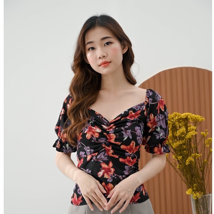 TP602 - ATASAN KOREAN FLOWER RAYON PRINT WANITA