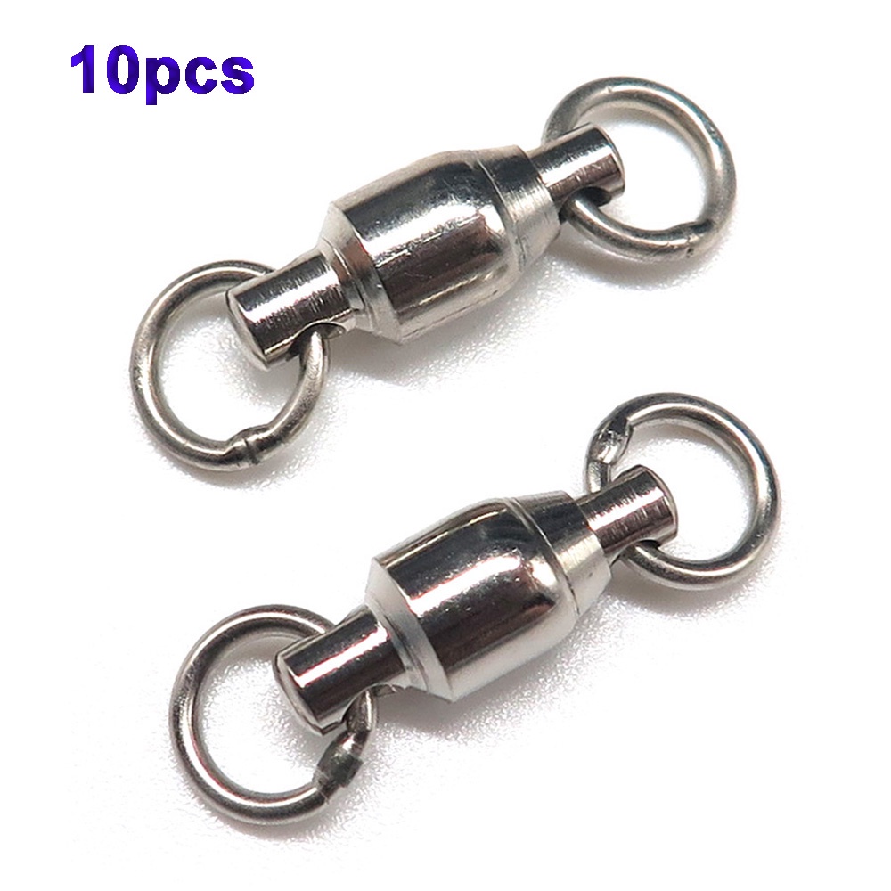 MXBEAUTY Heavy Duty Fishing Connector Super Strong Ball Bearing Solid Ring High Strength Stainless Steel Rolling With Double Rings Barrel 10pcs Swivel Ring