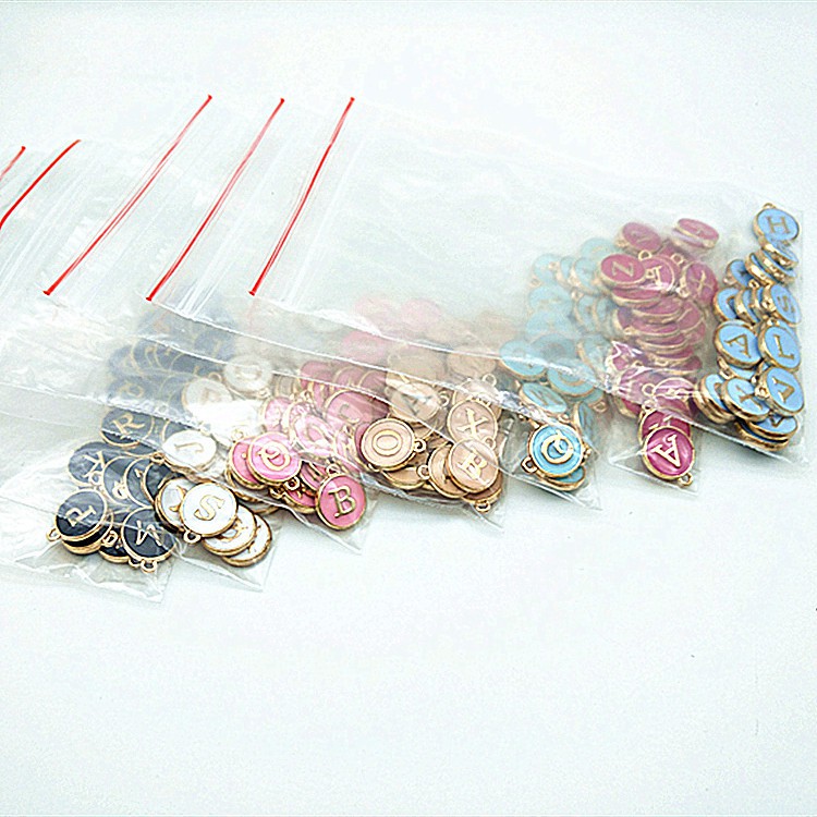 26pcs Liontin Huruf Alloy Bulat Dua Sisi Datar Enamel Alfabet Untuk Membuat Perhiasan DIY (Huruf &quot;A-Z&quot;)