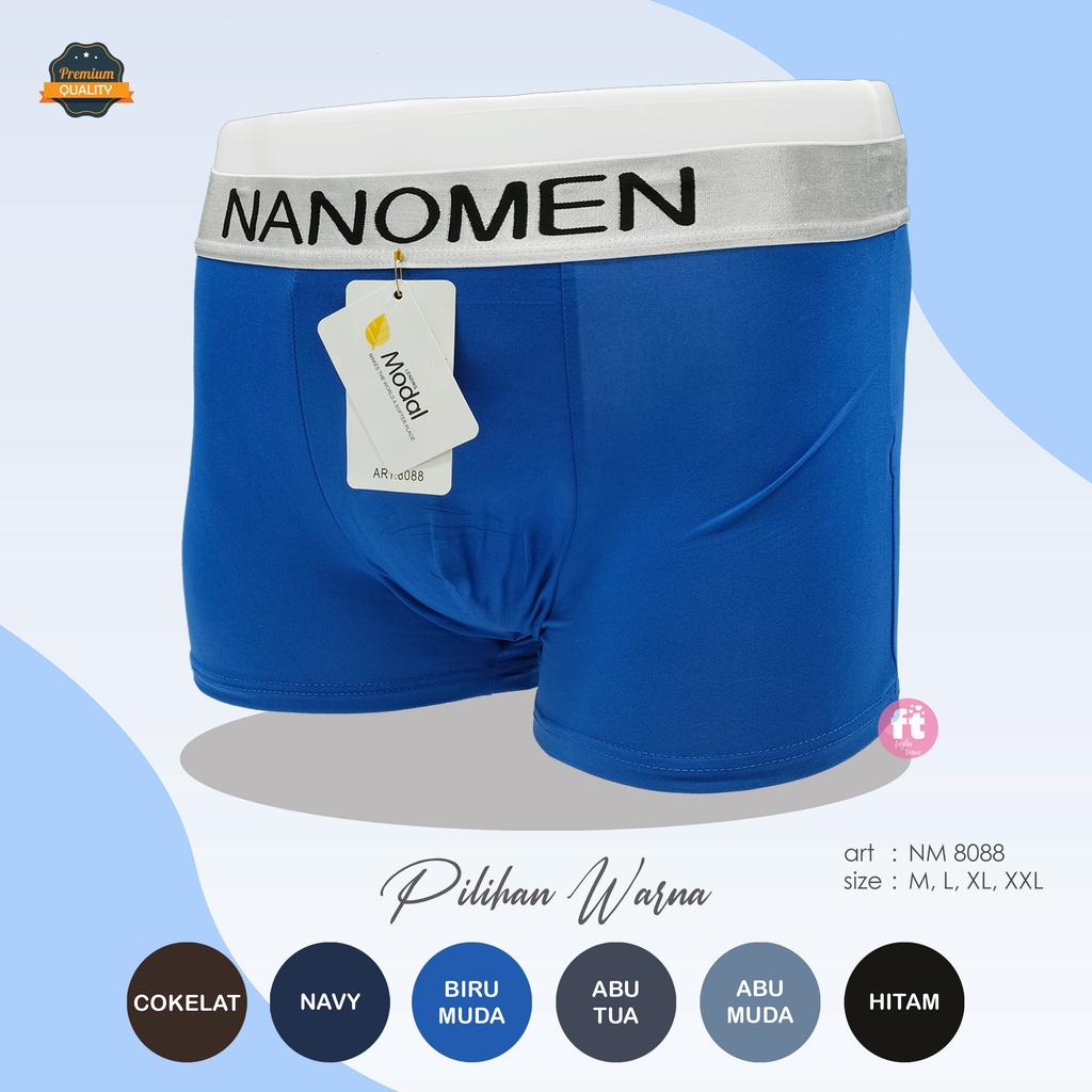 NANOMEN | Celana Dalam Boxer Pria / Celana Dalam Segi4 Pria / art NM 8088