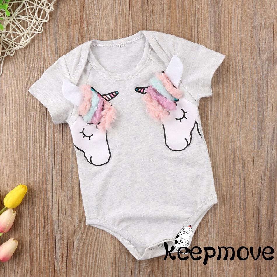 Romper Bayi Perempuan Motif  Unicorn Warna  Abu  Abu  untuk 