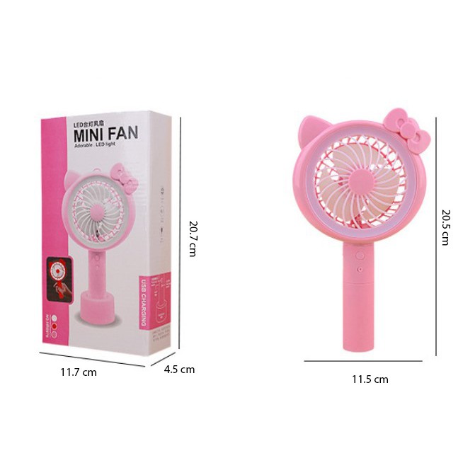 Kipas Angin Tangan Karakter Led Rechargeable Handheld Portable Fan