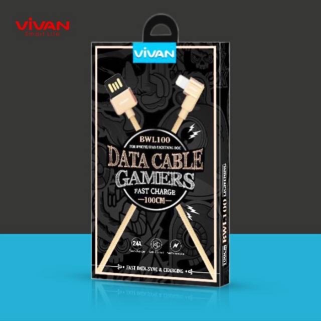 KABEL DATA IPHONE VIVAN BWL 100 USB IPHONE 5/6/7/8/10 VIVAN 1M 2,4A