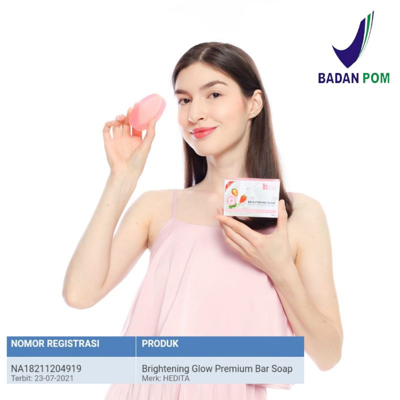 BPOM SABUN PEMUTIH WAJAH DAN BADAN HEDITA BRIGHTENING GLOW PREMIUM BAR SOAP 80GR