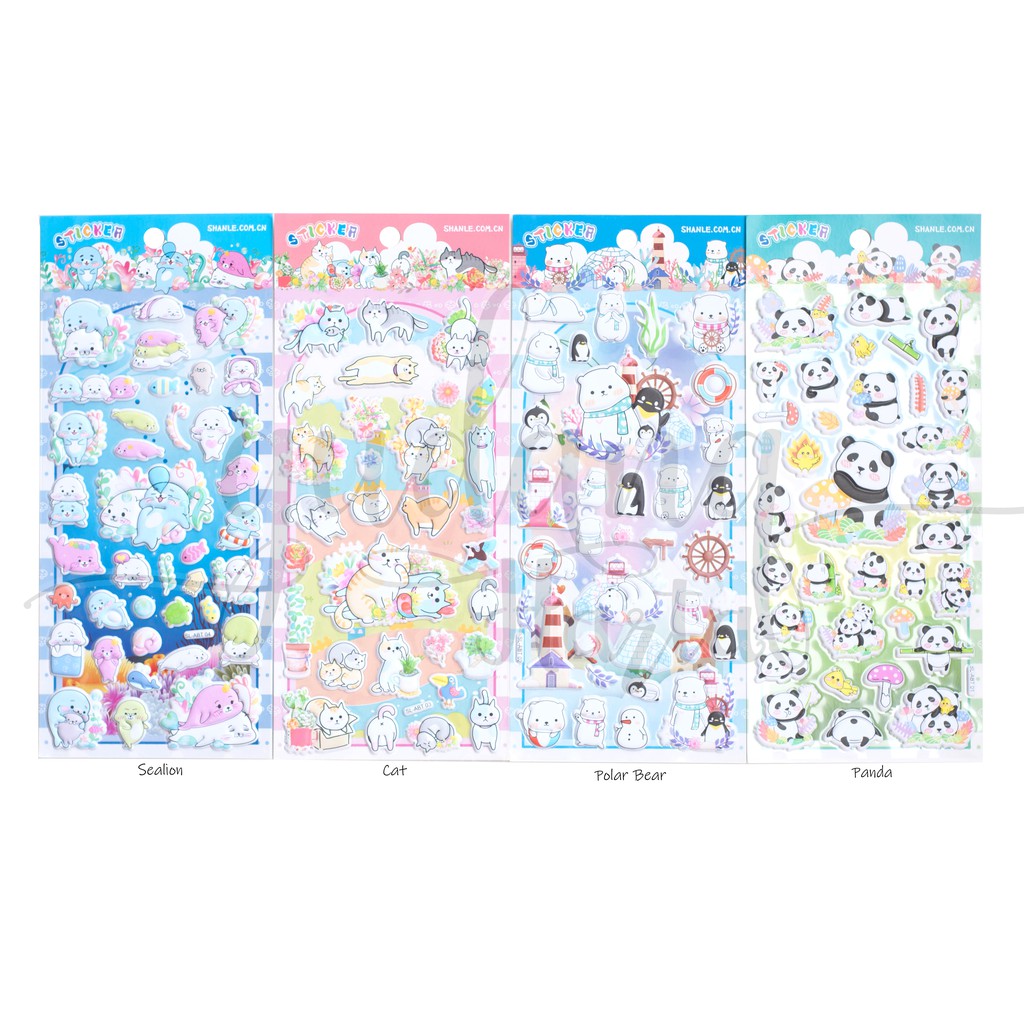 Stiker Lucky Panda Polar Bear Cat Sealion DIY Lucu Scrapbook GH 303031