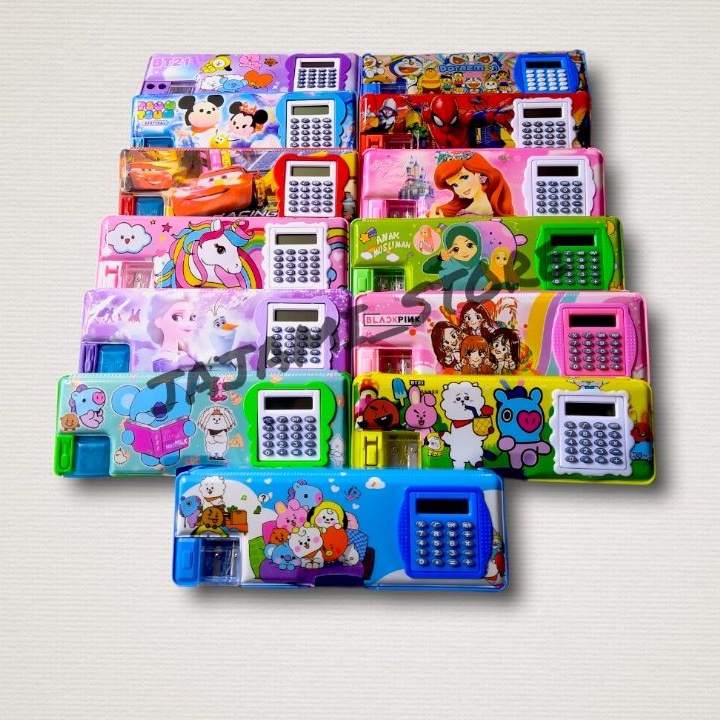

kotak pensil magnet / kotak pensil kalkulator / kotak pensil karakter kartun /