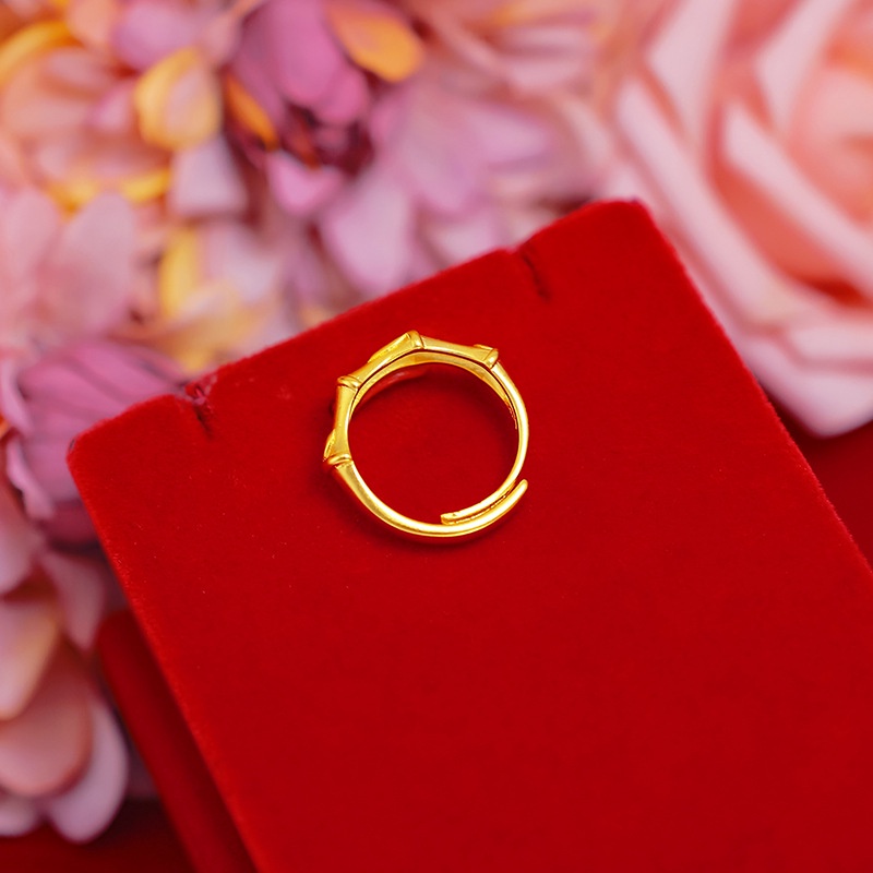 Cincin Desain Bambu 24k Gaya Korea Untuk Pria Dan Wanita