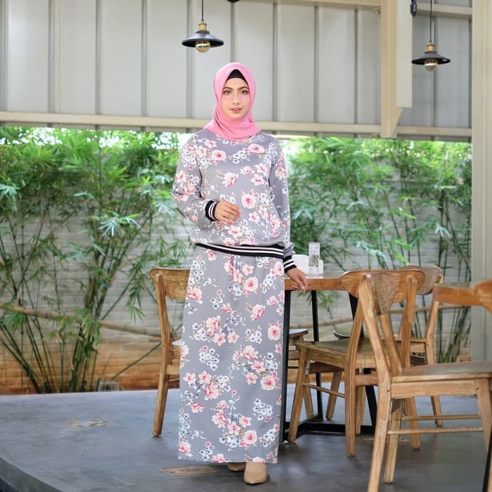 Baju Atasan Wanita Setelan Deandra Gamis Syari Jumbo Muslimah Bigsize - Hitam