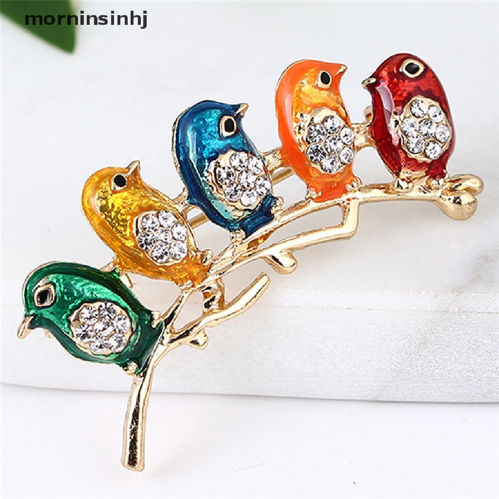 Mor Brospin Desain Burung Enamel Hias Kristalberlian Imitasi Untuk Wanita