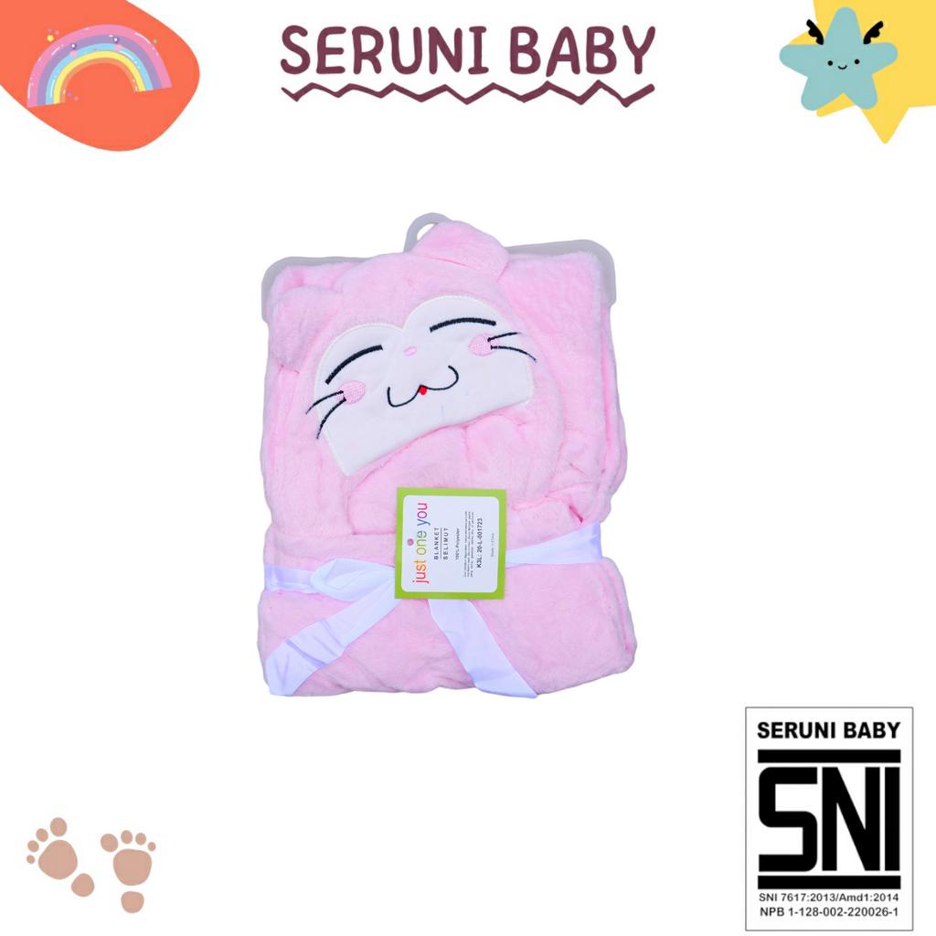 Selimut Bayi Karakter Fleece / Selimut Bayi Topi Boneka 3D