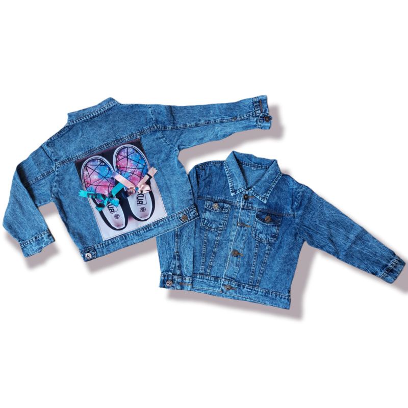 JAKET JEANS ANAK KARAKTER BULU / JAKET LEVIS ANAK PEREMPUAN MOTIF KEKINIAN 2-7 TAHUN