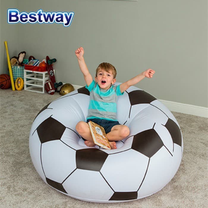 sofa angin tiup bentuk bola soccer ball inflate jumbo