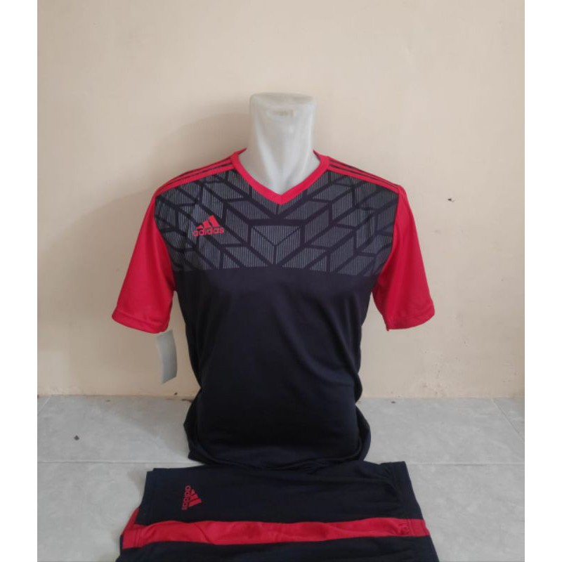 ADIDAS ARS HITAM MERAH KOSTUM FUTSAL JERSEY KAOS BAJU BOLA SETELAN STELAN 26sport