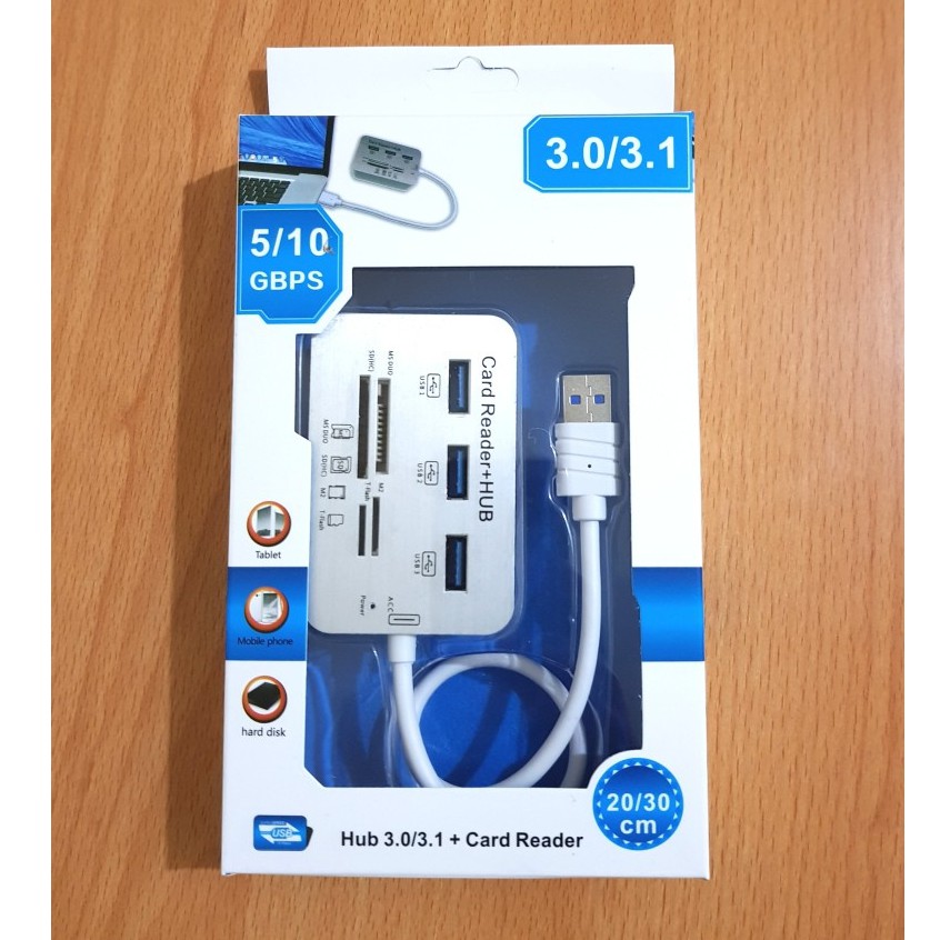 USB HUB 3.0 3 PORT DAN CARD READER 4 SLOT COMBO ALUMINIUM HIGH QUALITY