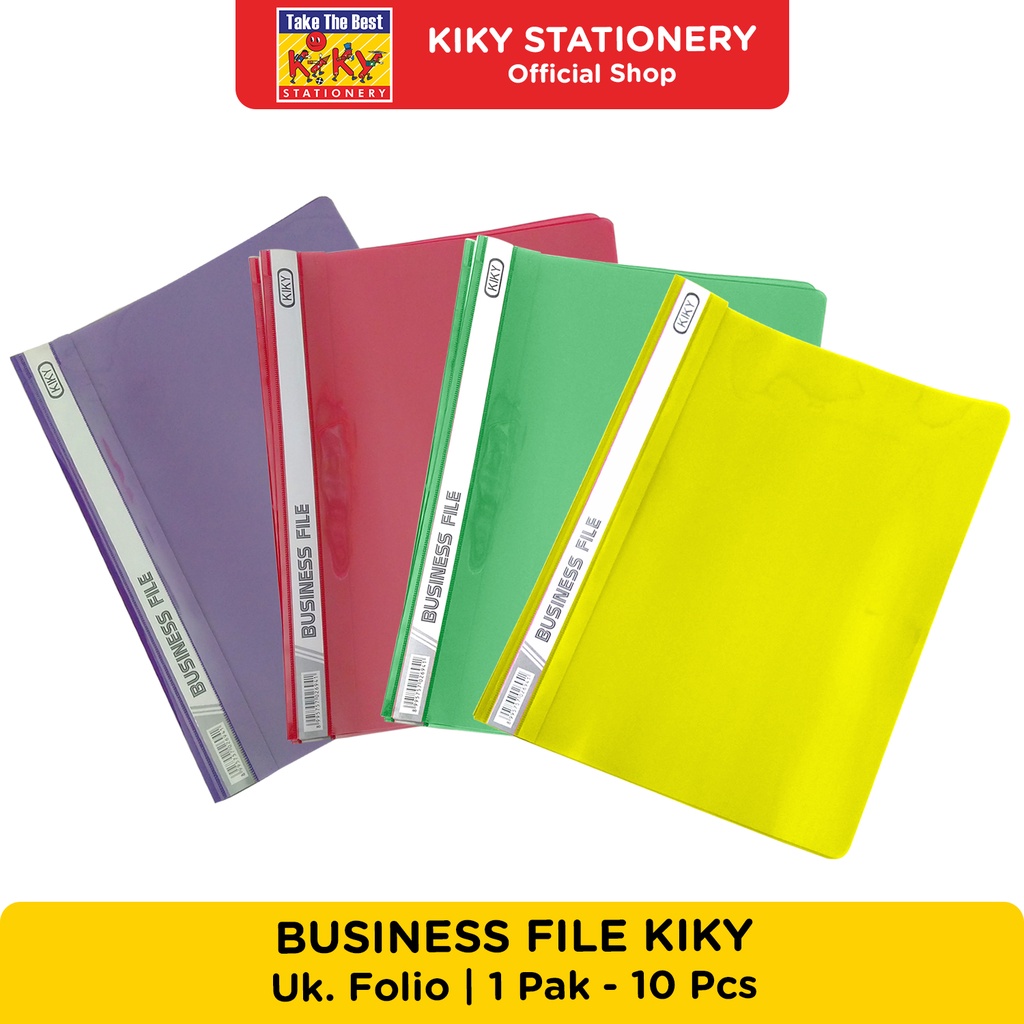 KIKY Bussines File / Bisnis File Ukuran Folio / Business File Plastik Berwarna (1 Pack = 10 Pcs)