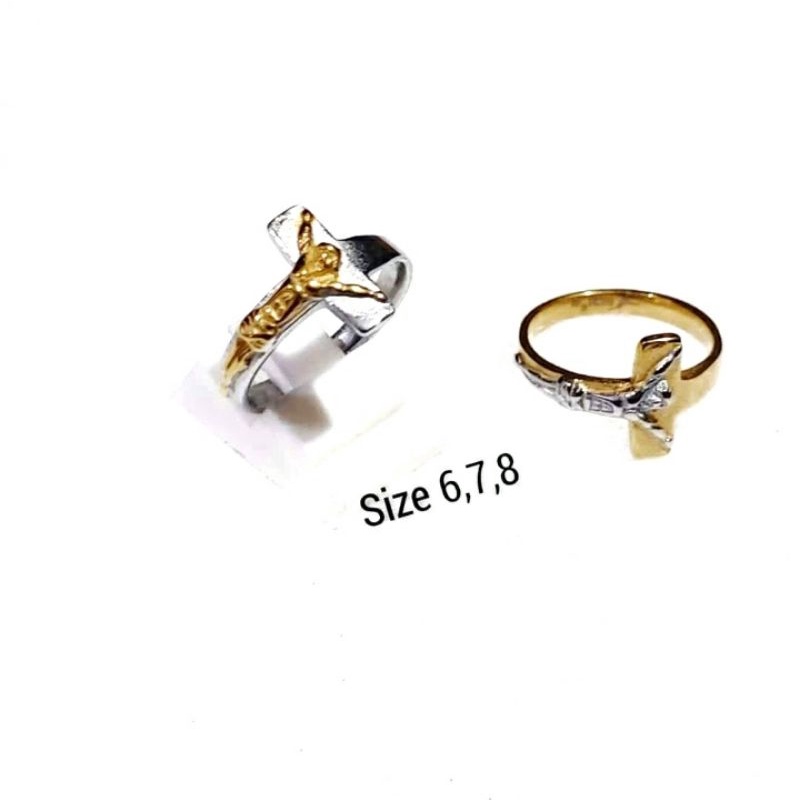 Cincin Titanium Salib Pria wanita stainless steel anti karat