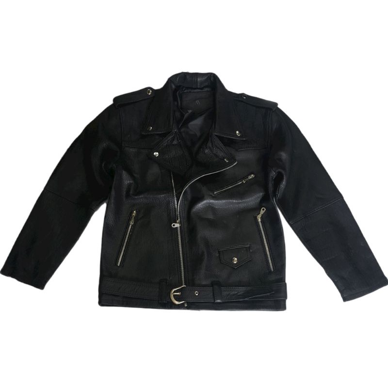 Jaket kulit asli domba model Ramones