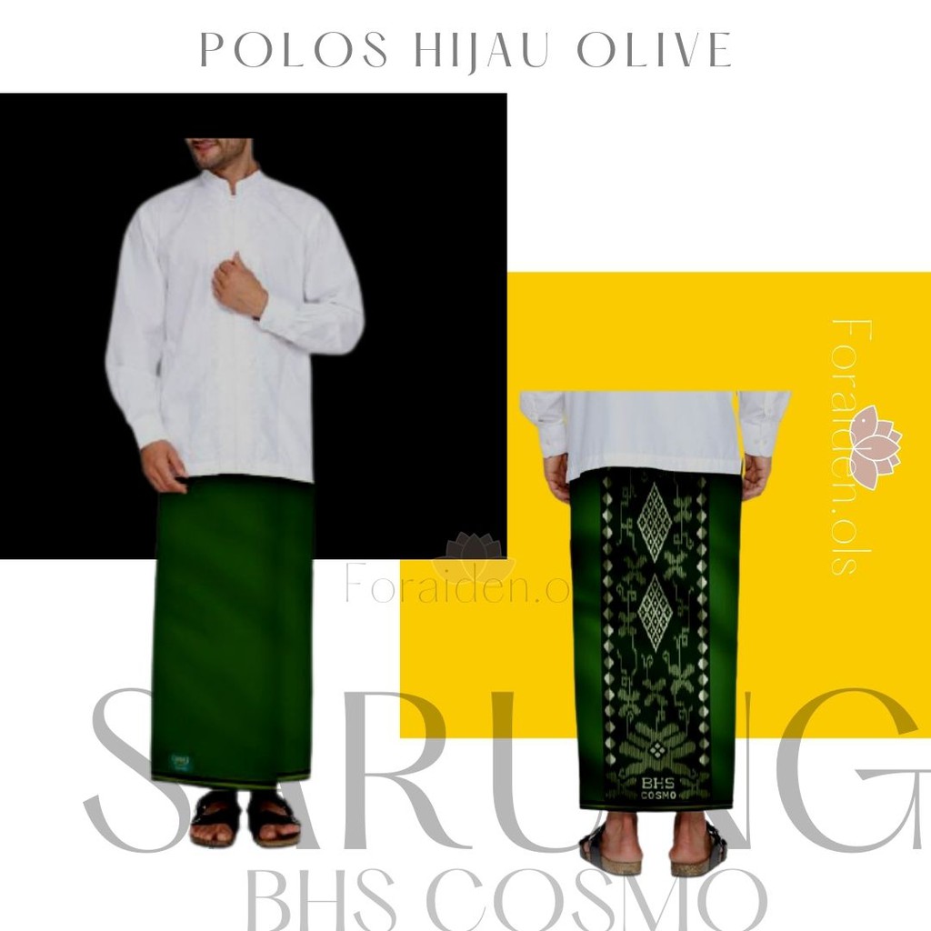 Sarung BHS Cosmo Warna Polos Hijau Olive (Hijau botol)