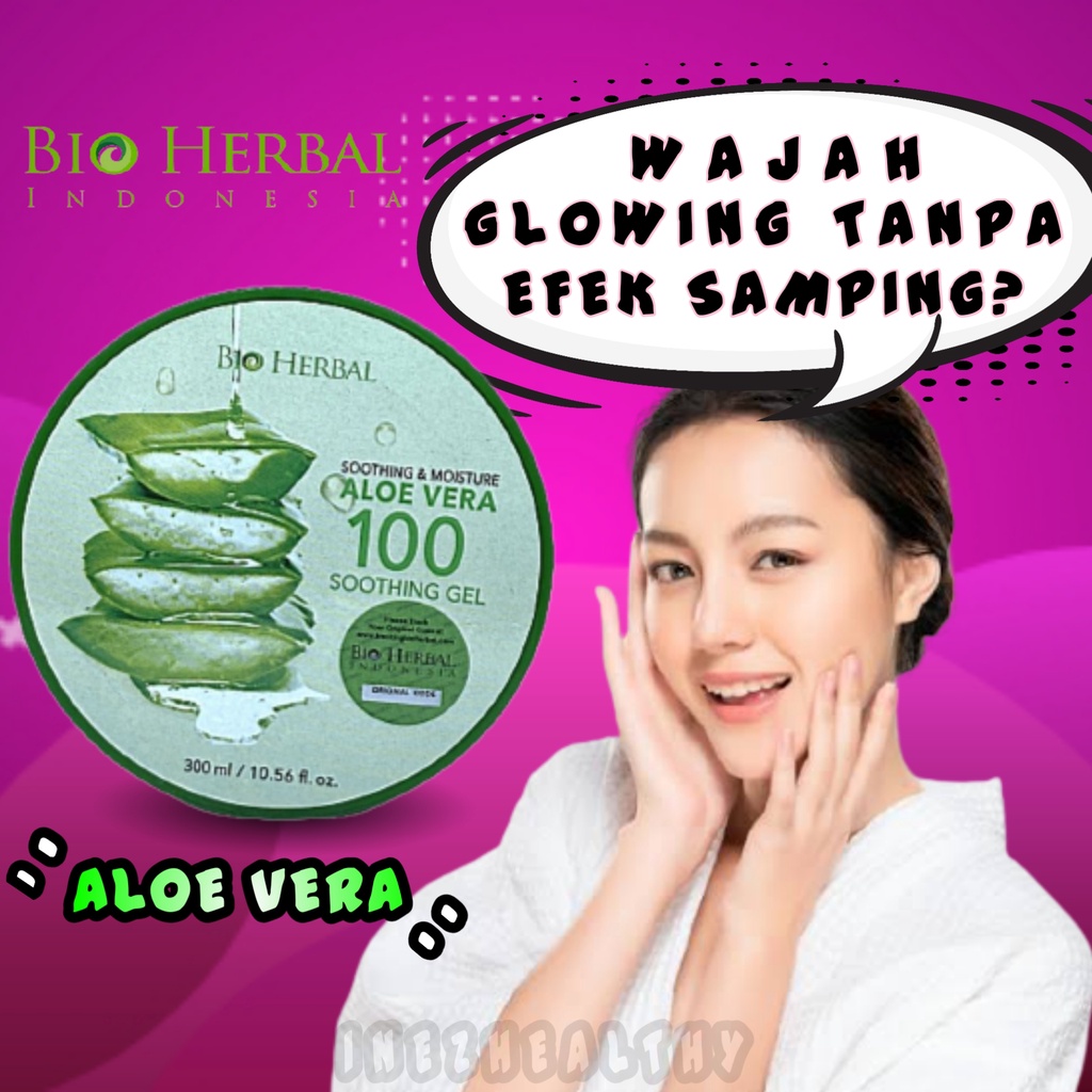 BIO HERBAL ALOE VERA GEL SOOTHING &amp; MOISTURE ORIGINAL BPOM PELEMBAB MUKA PERAWATAN KECANTIKAN WAJAH LIDAH BUAYA HERBAL