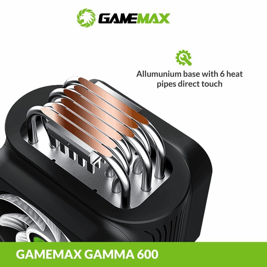 GAMEMAX GAMMA 600 RAINBOW ARGB CPU AIR COOLER 2x120mm DUAL SILENT FAN