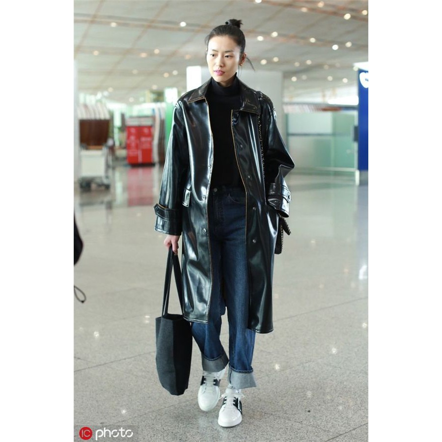 Long Coat Faux Leather Jacket Jaket Kulit Wanita Korea Custom Oversized Jumbo