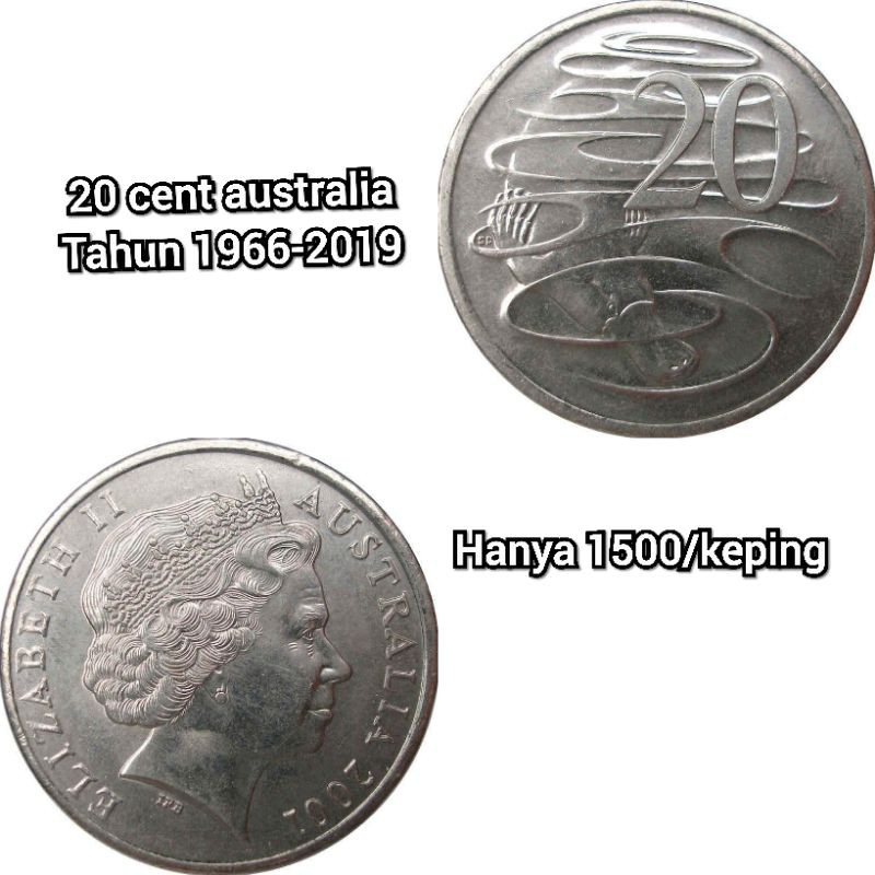 koin australia 20 cent tahun campur