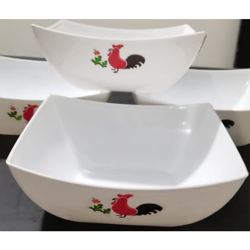 mangkok plastik cap ayam kotak 1/2 Lusin atau 6 Mangkok