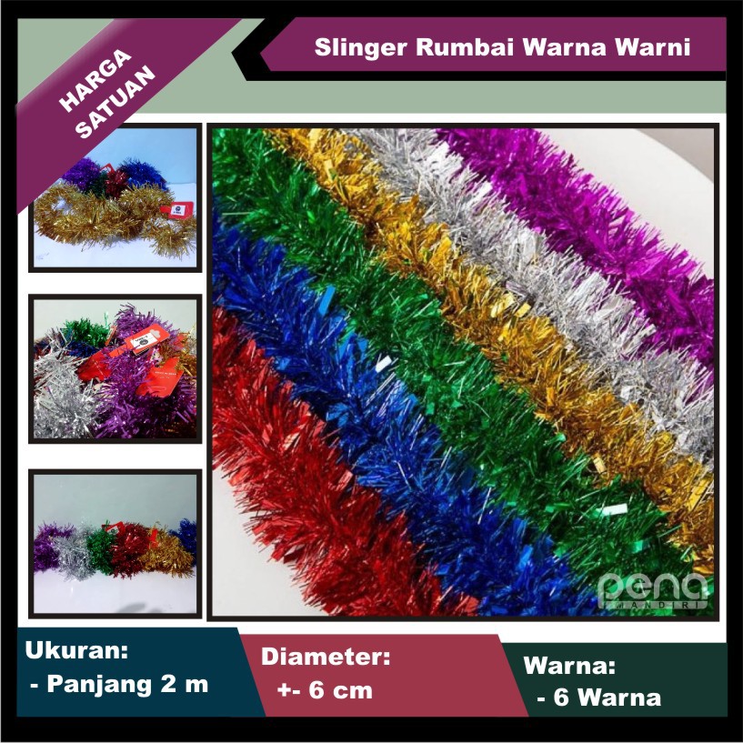 Slinger / Tinsel / Slinger Rumbai Warna Warni / Hiasan Natal / Hiasan Parcel