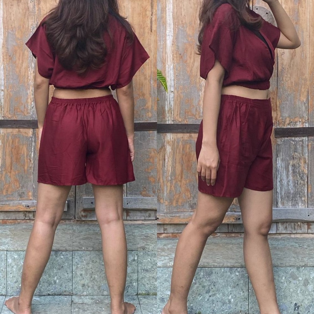 Kiandra - Setelan Crop Pendek Rayon