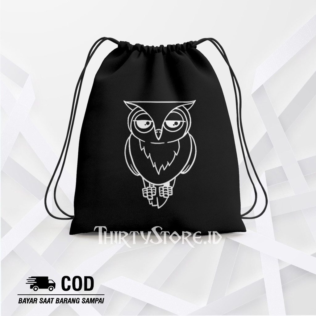 Tas Serut String Bag Owl - Drawstring Bag Waterproof | Thirty Store.Id