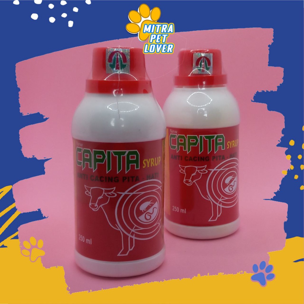 SIRUP OBAT CACING UNTUK TERNAK - CAPITA SYRUP 250ML - PADA SAPI KERBAU KAMBING DOMBA BABI , BASMI SEMUA JENIS CACING PITA, HATI GILIK - MURAH ASLI - PET ANIMAL HEALTHCARE &amp; VETERINARY TAMASINDO KESEHATAN &amp; VITAMIN HEWAN BINATANG PELIHARAAN MITRAPETLOVER