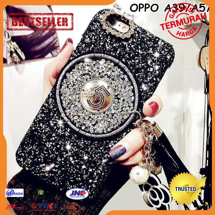 CASE HP OPPO A39 A57 ELEGANT GLAM CHANELL BLING GLITTER TASSEL HARD CASE