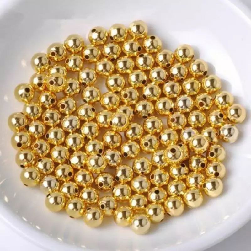 [Bayar di Tempat] Bola Emas DIY Beads Spacer Gold Plated Spiral Pattern Beads