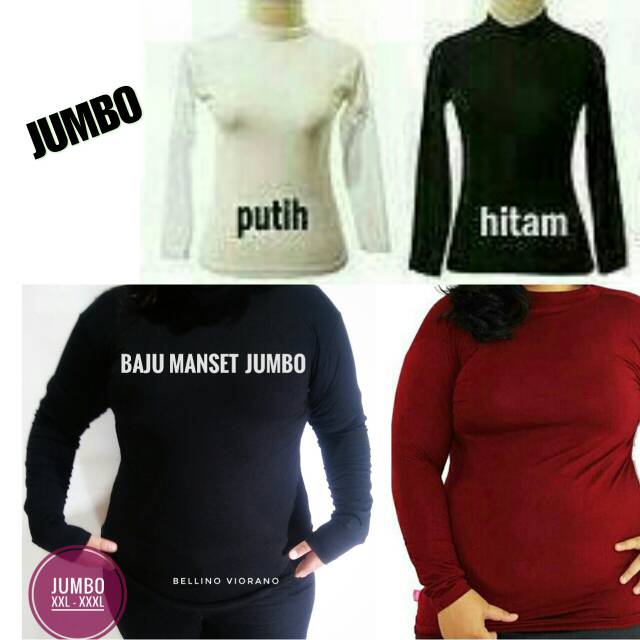 Manset Jumbo XXL Bahan Spandek / Kaos Oblong Tangan Panjang / Baju Manset Jumbo Polos Baju Dalaman Manset Baju Premium Fit XXL/3L