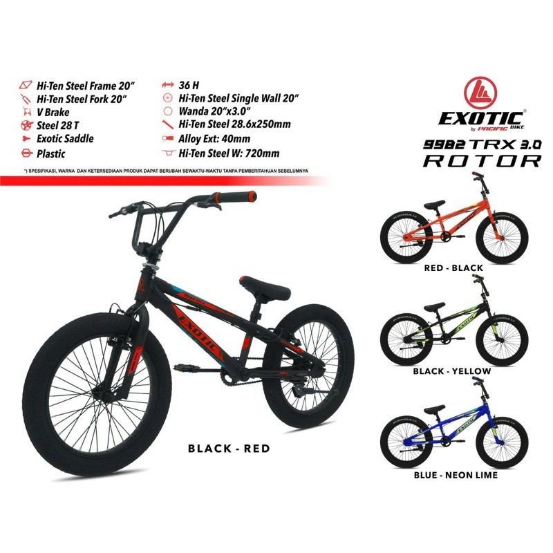 sepeda bmx 20 inch exotic 9982 trx ban 3.0 rotor