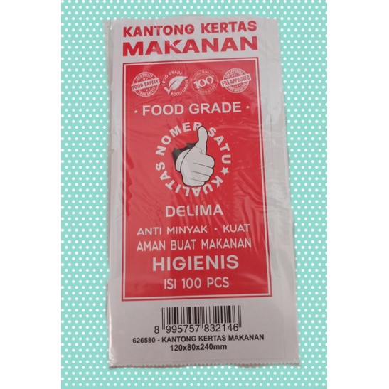 Kantong Kertas Makanan / Snack 24x12x8 Warna Putih