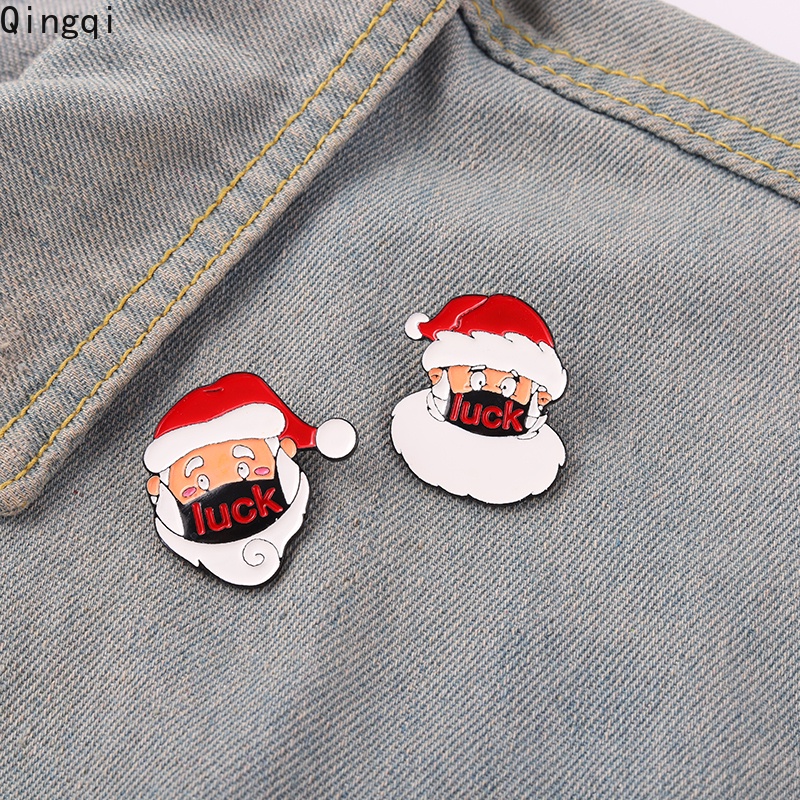 Bros Pin Enamel Desain Kartun Santa Claus Natal Untuk Hadiah