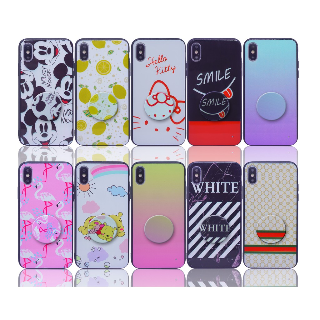 CaseSeller -  OPPO F7 / A71 / A83 / Neo 9  TPU Glass Design Case + Holder