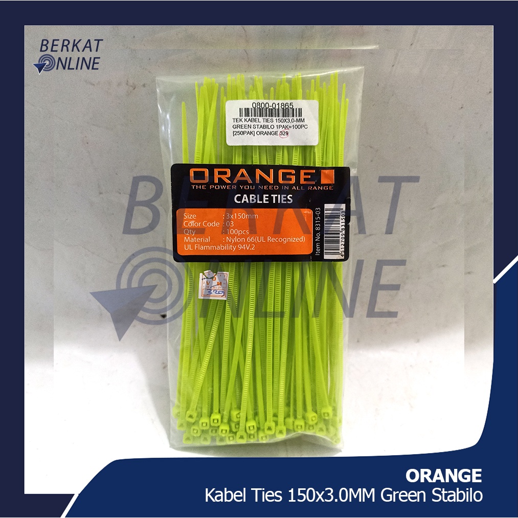 

ORANGE Kabel Ties 150x3mm Warna Hijau Stabilo